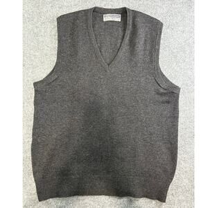Vintage Kintyre 100% Lambswool Sweater Vest Gray Mens Sz L Scottish Knit